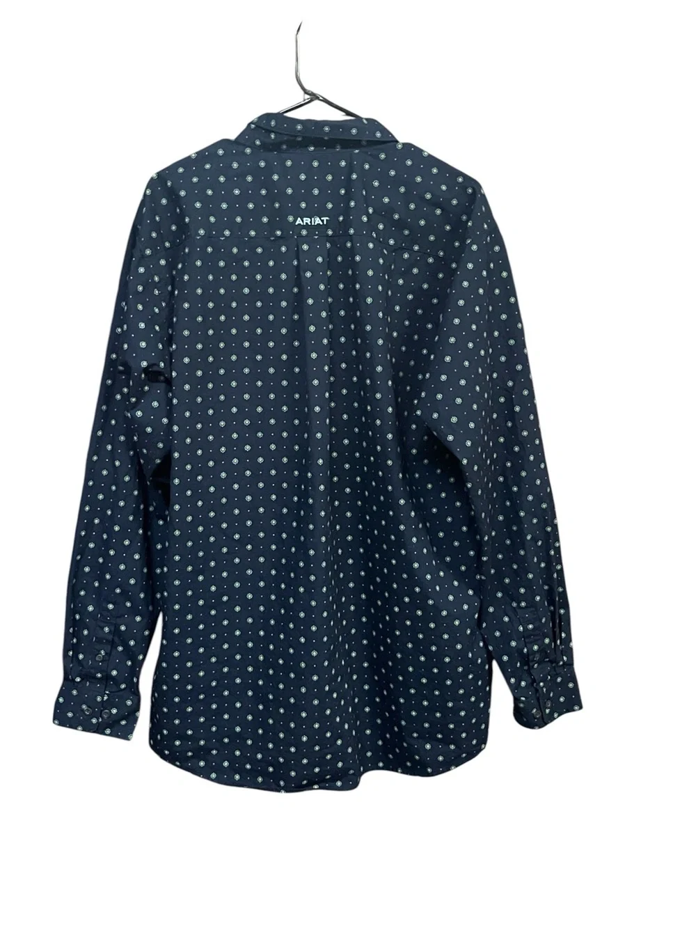Ariat Percy Men’s L Tall Navy Western Shirt Geometric Rodeo Cowboy Americana